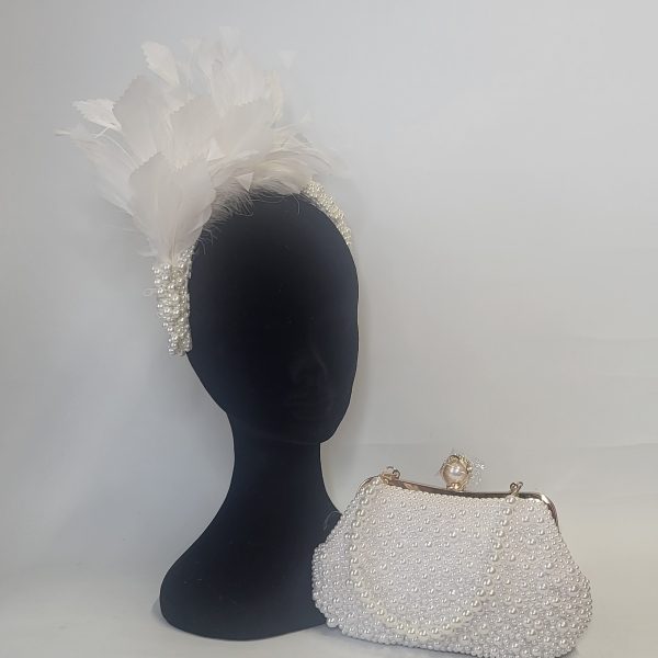 PRUE - IVORY AND PEARL HAIRBAND FASCINATOR - Image 2