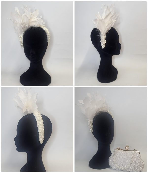 PRUE - IVORY AND PEARL HAIRBAND FASCINATOR