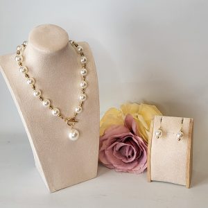 ALBA - PEARL AND GOLD NECKLACE AND EARRINGS SET