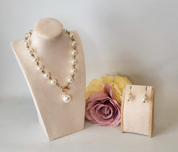 ALBA - PEARL AND GOLD NECKLACE AND EARRINGS SET