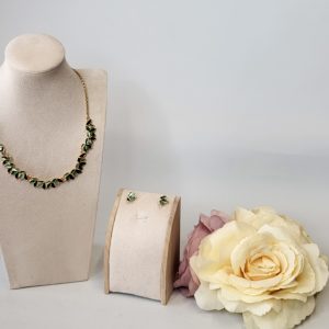 MARGOT - BOTTLE GREEN AND GOLD NECKLACE AND EARRINGS SET