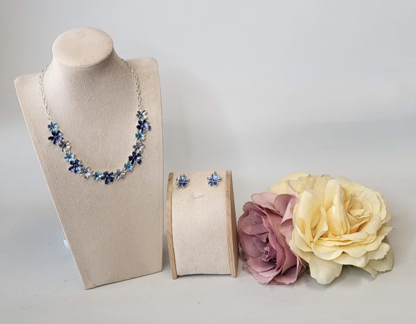 AUBREY - BLUE FLORAL NECKLACE AND EARRING SET