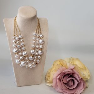 SAGE - GOLD AND PEARL MULTISTRAND NECKLACE