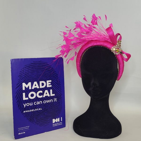 ABIGAIL -  HOT PINK HAIRBAND FASCINATOR - Image 5