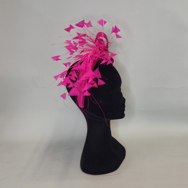 ABIGAIL -  HOT PINK HAIRBAND FASCINATOR - Image 2