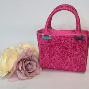 MELINDA - HOT PINK RHINESTONE BOX CLUTCH BAG