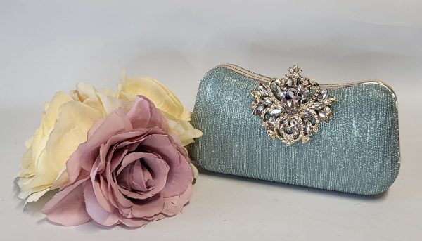 HYACINTH - SAGE GREEN AND RHINESTONE BOX CLUCH BAG