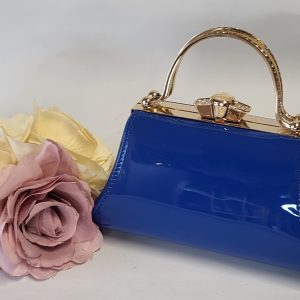 FIDELMA - LIGHT ROYAL BLUE AND GOLD BOX CLUTCH