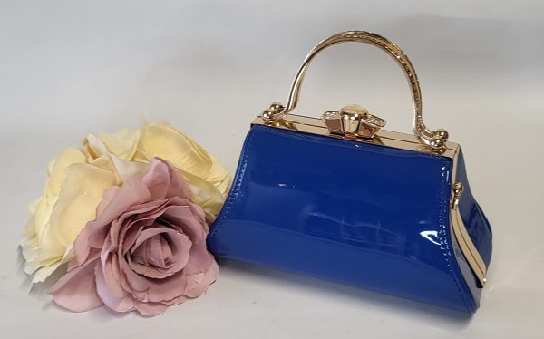 FIDELMA - LIGHT ROYAL BLUE AND GOLD BOX CLUTCH
