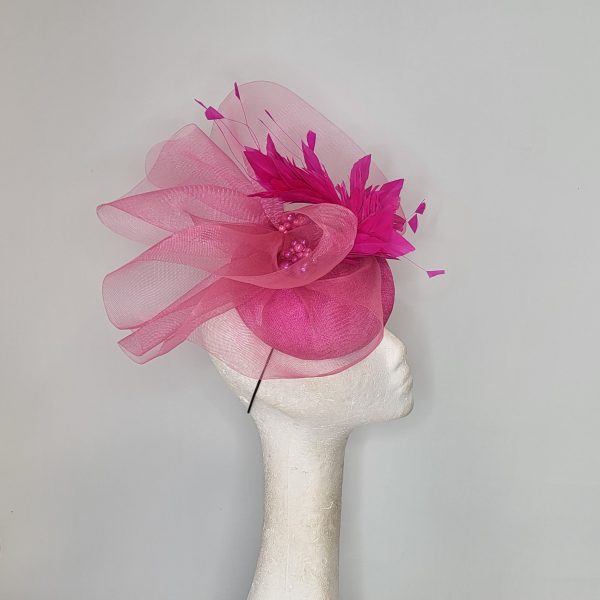 LINDSAY - HOT PINK  PILL  BOX FASCINATOR - Image 4