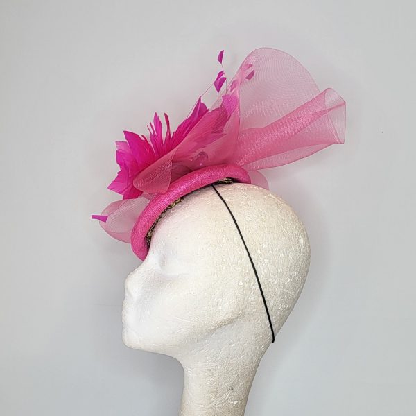 LINDSAY - HOT PINK  PILL  BOX FASCINATOR - Image 3