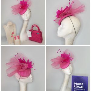 LINDSAY - HOT PINK  PILL  BOX FASCINATOR