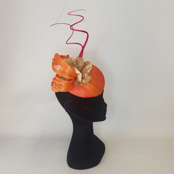 GINA - ORANGE AND HOT PINK PILL BOX FASCINATOR - Image 4