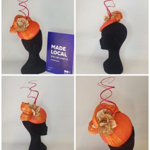 GINA - ORANGE AND HOT PINK PILL BOX FASCINATOR