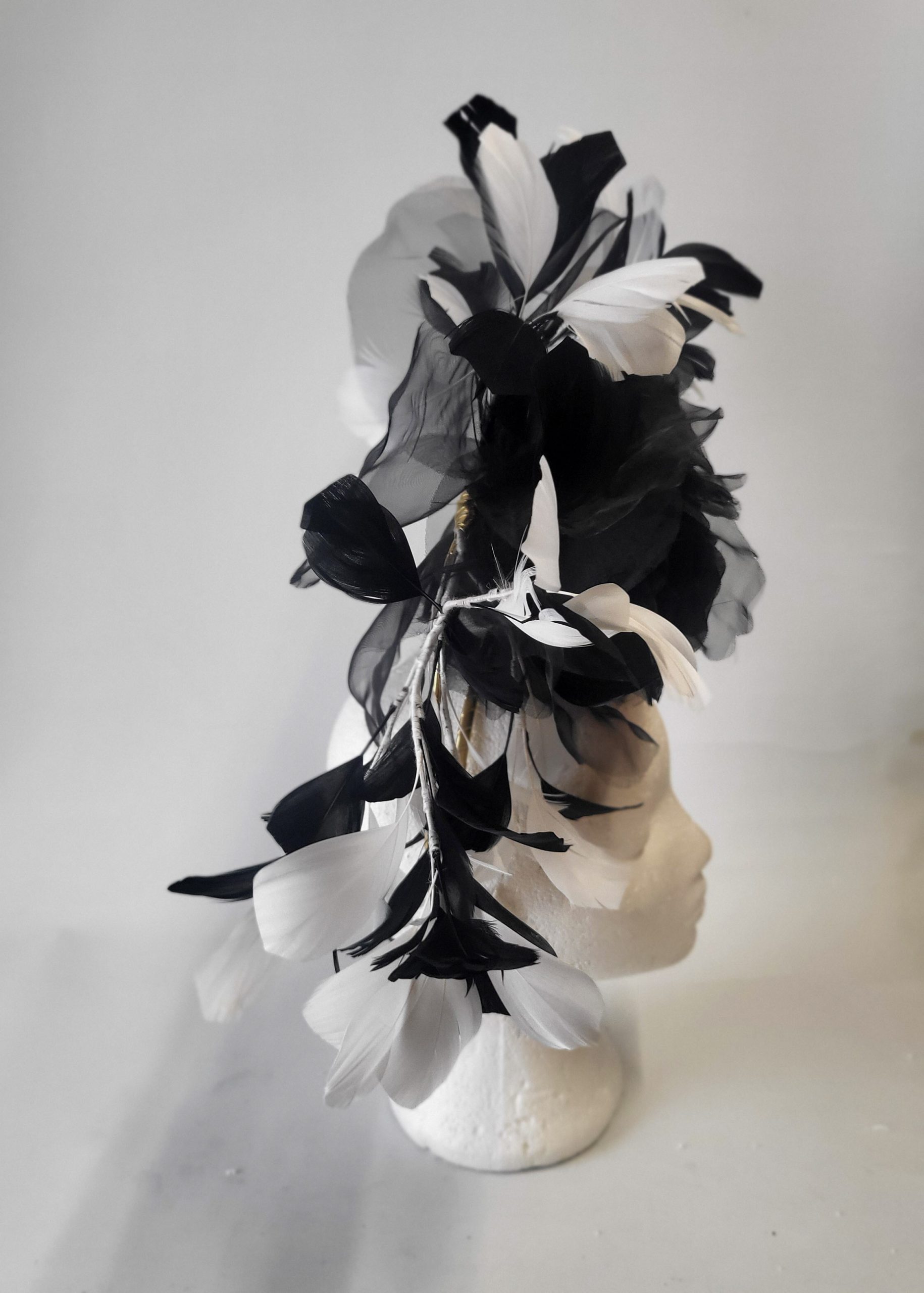 KENNEDY - BLACK AND WHITE HALO CROWN FASCINATOR - YOU CAN HIRE ME! - Image 2
