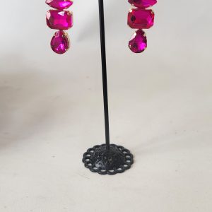LEA - HOT PINK AND GOLD RHINESTONE EARRINGS