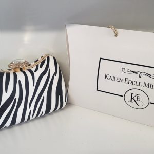 LUCIA - BLACK AND WHITE  ZEBRA  PRINT CLUTCH BAG