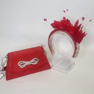 ALLESSIA - RED AND SILVER HAIRBAND FASCINATOR    SAMPLE SALE FASCINATOR