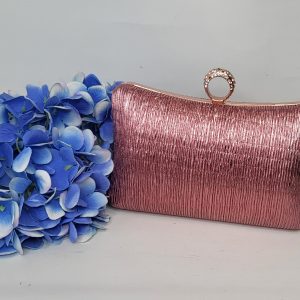 PATTY - DUSKY PINK METALIC BOX CLUTCH BAG