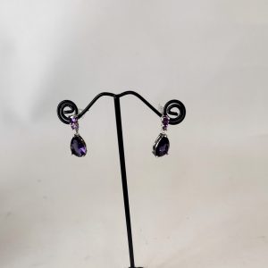 MICHELLE - DARK PURPLE AND SILVER RHINESTONE EARRINGS