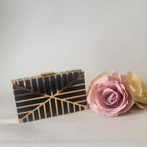 CLARA  - BLACK AND GOLD CLUTCH BAG