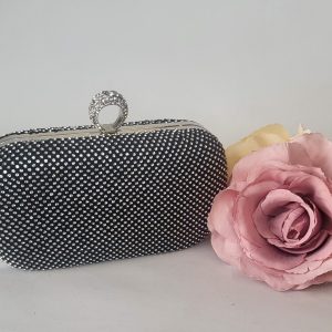 BLAITHIN - BLACK AND SILVER RHINSETONE BOX CLUTCH BAG