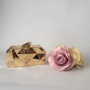 SHERRIE - GOLD HARD PLASTIC BOX CLUTCH BAG