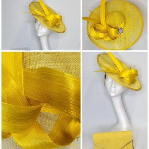 SYLVANA -  WARM YELLOW BRIM FASCINATOR
