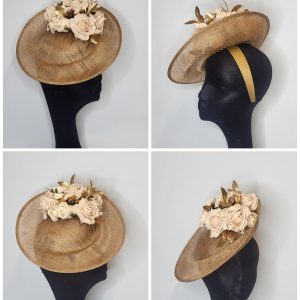 LOWRI - TOFFEE, BLUSH AND GOLD FASCINATOR