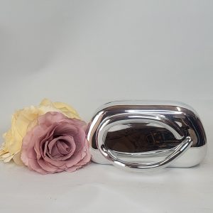 VERITY - METALIC SILVER BOX CLUTCH BAG
