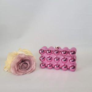MARYBETH - METALIC HOT PINK BOX CLUTCH BAG