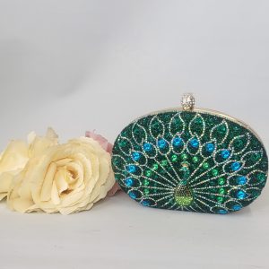 MERCEDES - BOTTLE GREEN RHINESTONE BAG