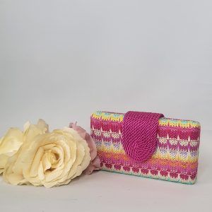 LETITIA - CERISE PINK AND MULTICOLOURED BOX CLUTCH BAG