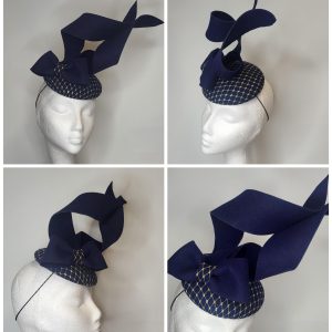 MONA - NAVY AND GOLD PILL BOX FASCINATOR  - YOU CAN HIRE ME