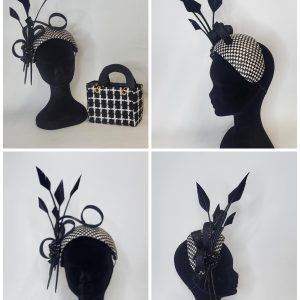 INDIA - MONOCHROME VINTAGE STYLE FASCINATOR - EX HIRE SALE FASCINATOR