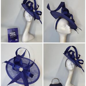 PAULETTA - DEEP ROYAL BLUE AND SILVER FASCINATOR - YOU CAN HIRE ME !
