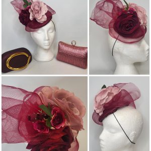 CANDICE - WINE,  BLUSH AND CLARET FASCINATOR