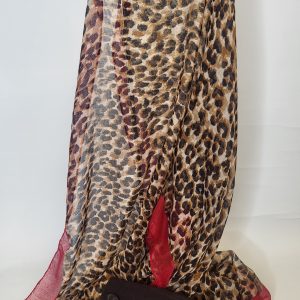 LEOPARD PRINT AND RED PASHMINA SCARF WITH TOUCH SCREEN GLOVES GIFT SET