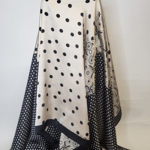 BLACK AND CREAM SILK PASHMINA WRAP AND TOUCH SCREEN GLOVES GIFT SET