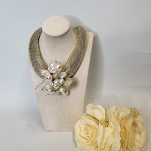 SYDNEY - LARGE CHUNKY PEARL AND GOLD COLLAR BIB NECKLACE