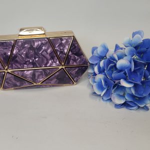 AOIFE - PURPLE AND GOLD BOX CLUTCH BAG