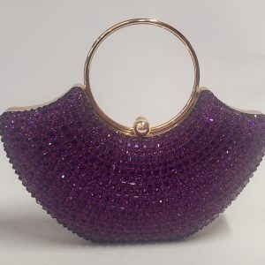 ROCHELLE - PURPLE RHINESTONE AND GOLD CLUTCH BAG