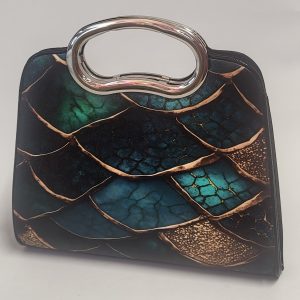 DINA - TEAL, TURQUOISE AND GOLD CLUTCH BAG