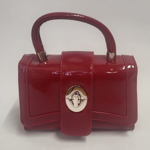 JAYDA - BURGUNDY RED PATENT BOX CLUTCH BAG