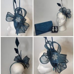 LUCIA - TEAL AND SILVER FASCINATOR