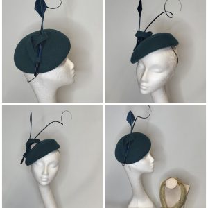 KERRY - RUSTIC WOOL FELT DARK TEAL SLOPED FASCINATOR
