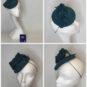ROSY -  RUSTIC WOOL FELT DARK TEAL FASCINATOR