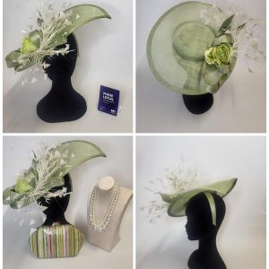 ASTRID - SAGE GREEN BRIM FASCINATOR