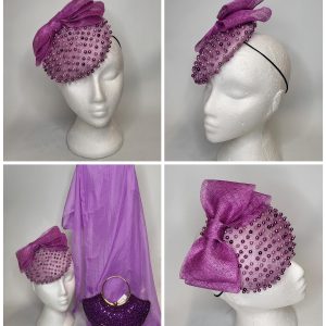 YVETTE - LILAC, CROCUS AND PURPLE FASCINATOR