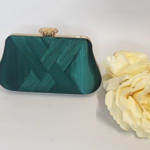 FIADH - TEAL GREEN SATIN BOX CLUTCH BAG